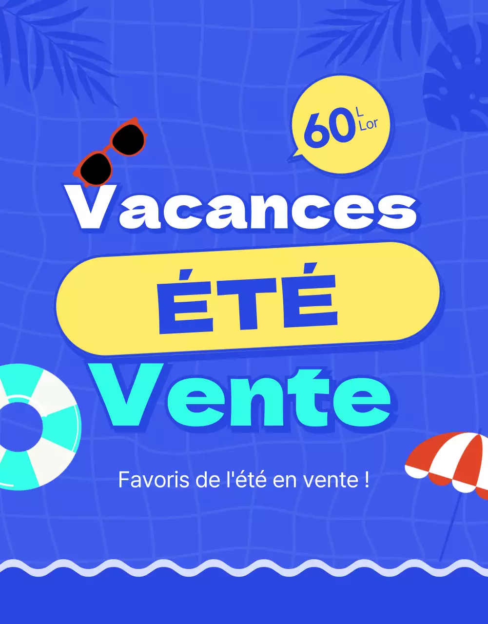Faites la promotion de vos soldes d'été avec des touches de bleu et de jaune