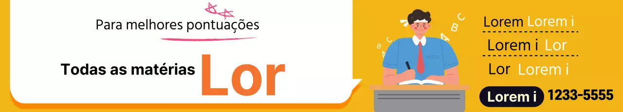 Ilustração amarela de um anúncio publicitário de uma aula numa escola