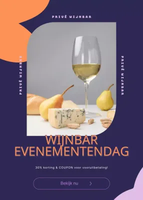 Wijnbarreserveringen met korting met marineblauwe achtergronden en vormen