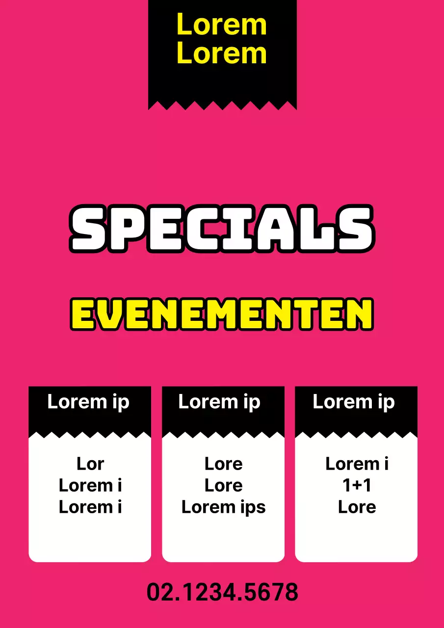 Flyer ter promotie van een speciale verkoopactie met eenvoudige rode accenten