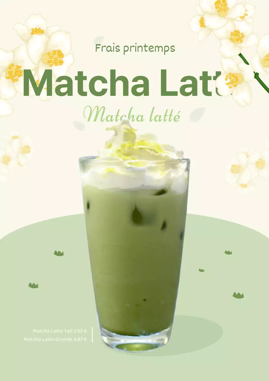 Poster de matcha latte d'inspiration printanière