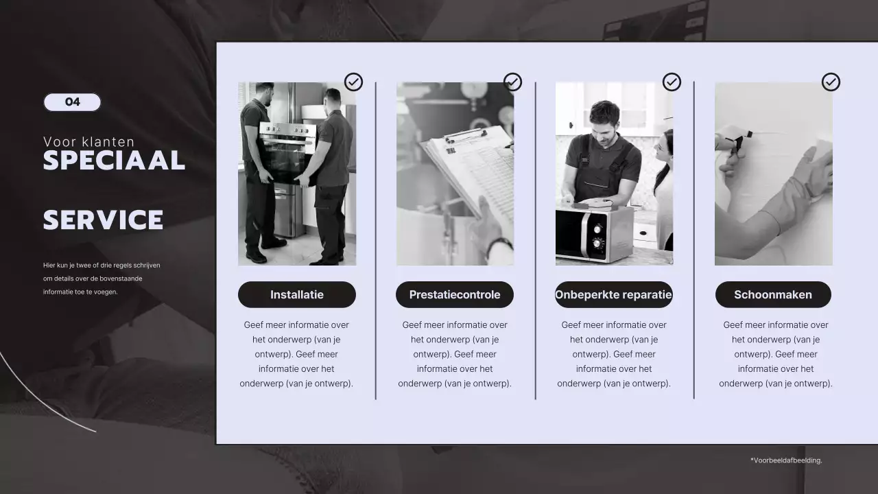 Strak en modern voorstel voor verhuurservice met een mauve achtergrond