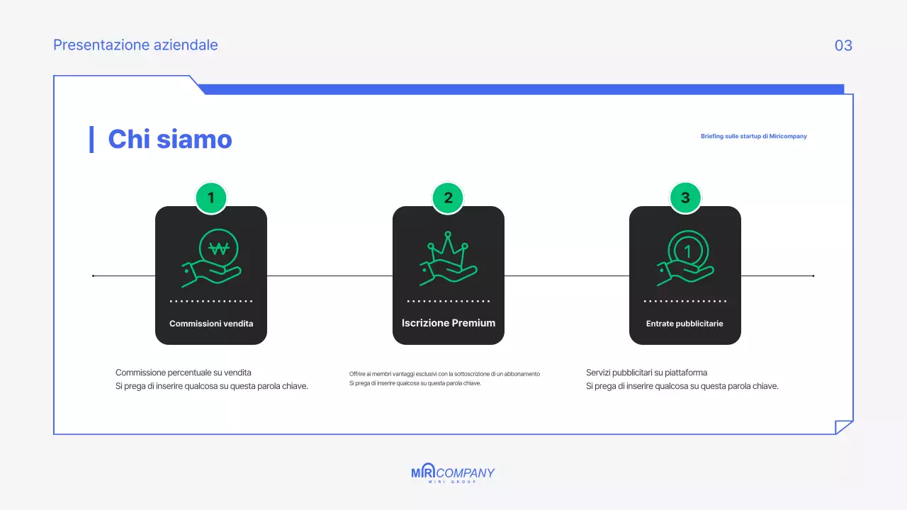 Un pitch deck moderno e blu per la vostra startup