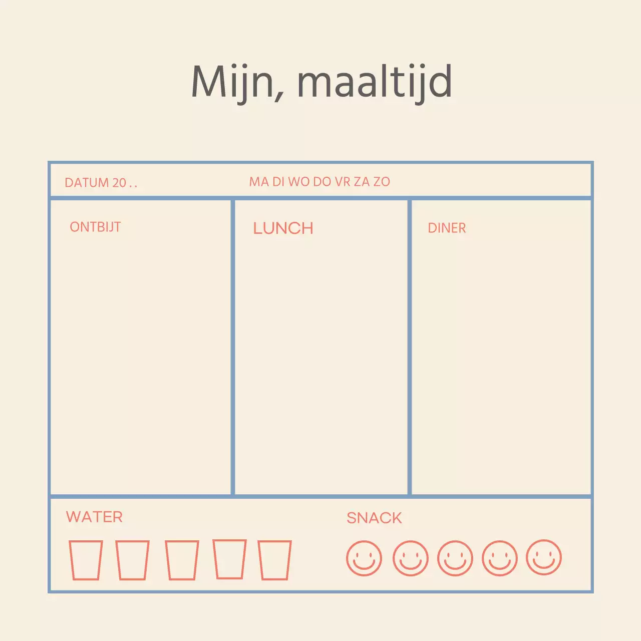 Eenvoudige tracker met beige blauwe lijnen