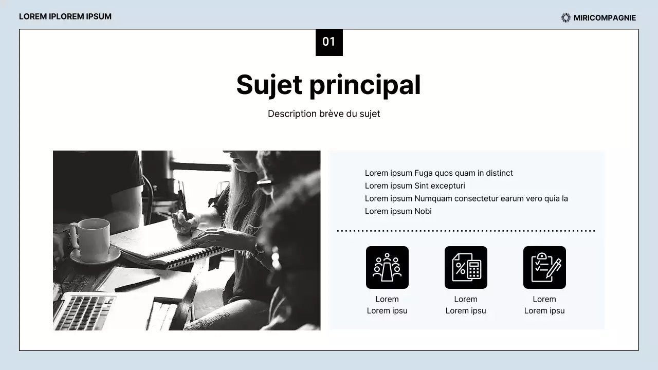 Rapports d'activité épurés en bleu clair et noir