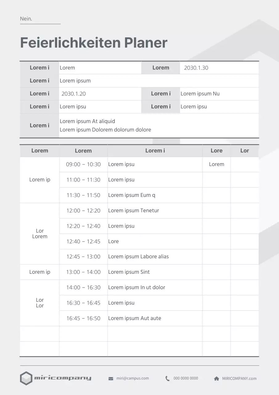 Ein sauberer, grauer Feierplaner