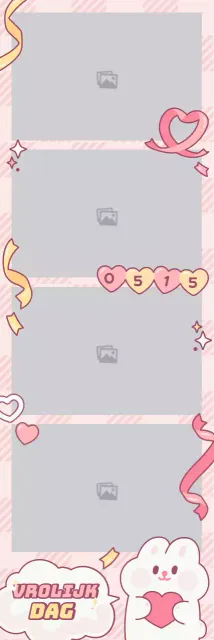 Schattig roze en geel konijntje karakter ketting fotolijstje