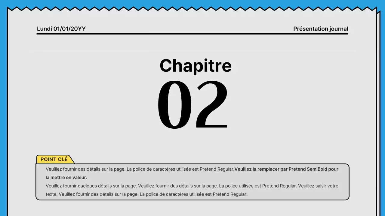 Lignes audacieuses et présentation attirant l'attention dans un concept de journal avec des couleurs d'accent jaune et bleu clair
