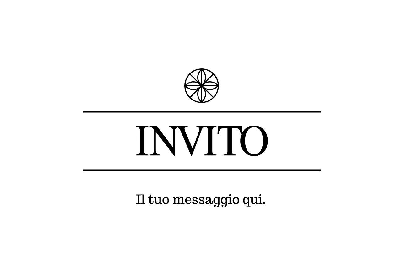 Semplice busta per cartolina d'invito con testo nero e illustrazione di linea del logo floreale