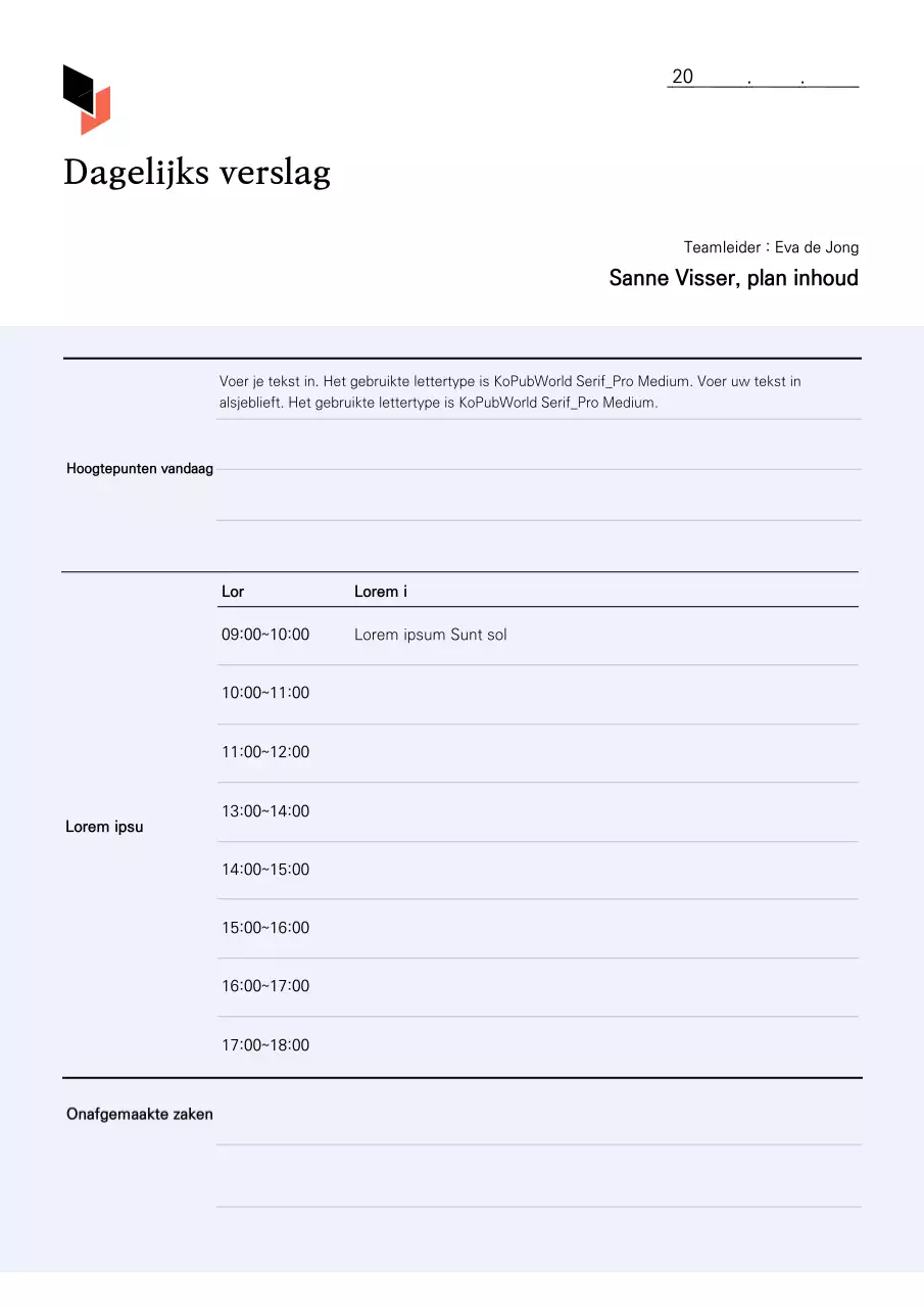 Schone, wit-beige dagelijkse taakrapporten