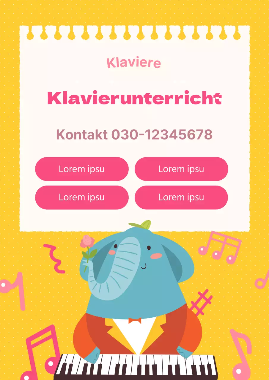 Fördern Sie niedliche Klavierstunden in Gelb