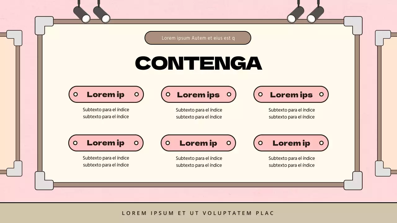 Propuesta de exposición de arte infantil minimalista en rosa y marrón