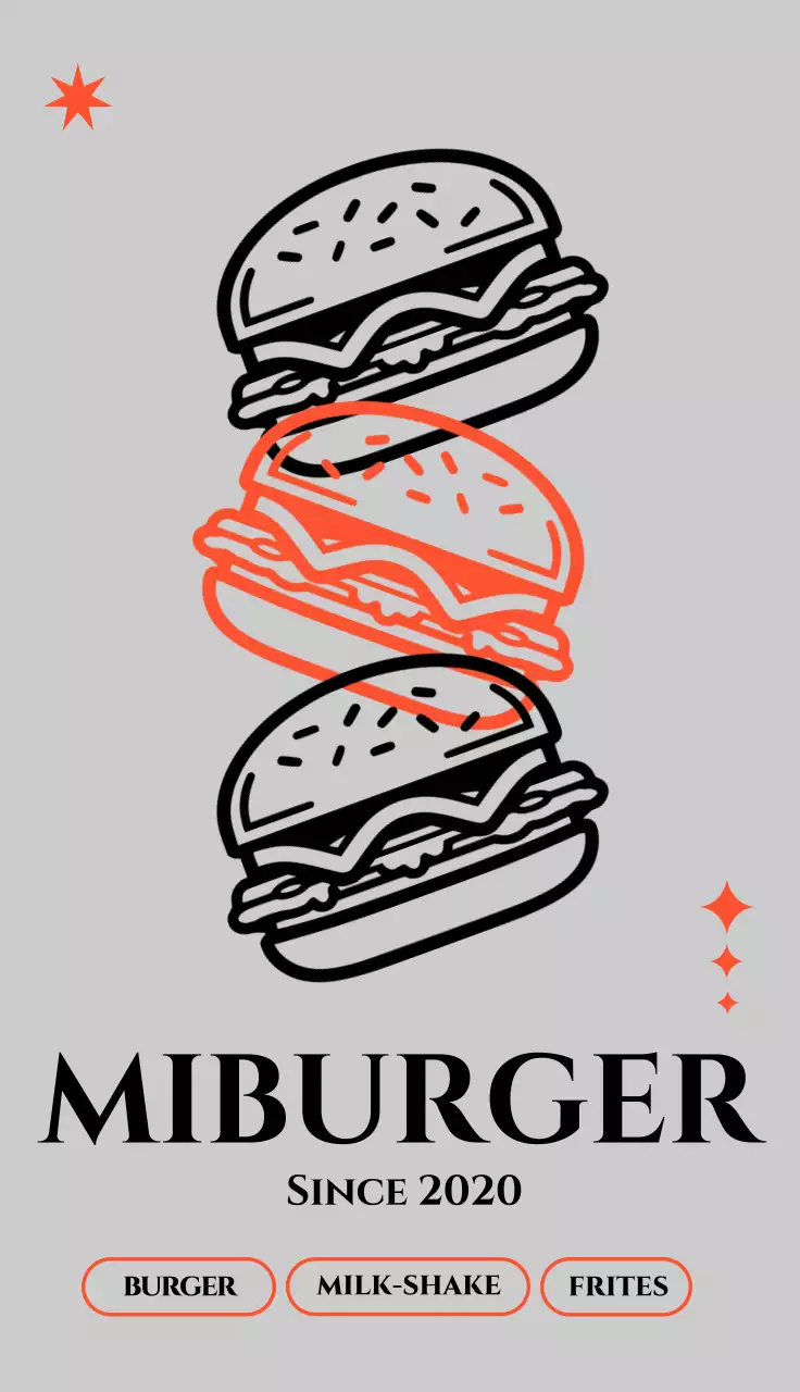 Promouvoir un concept de hamburger branché avec une illustration de hamburger en noir et rouge