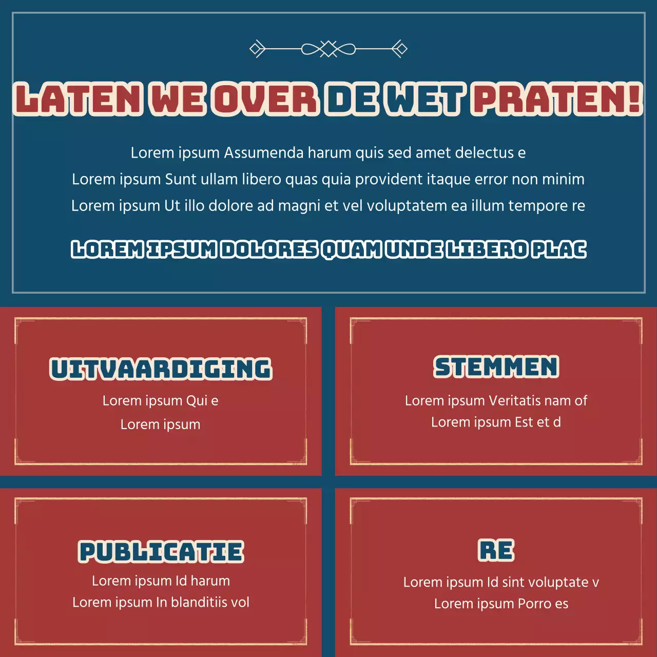 De stand van de wet in rood en marineblauw CardNews