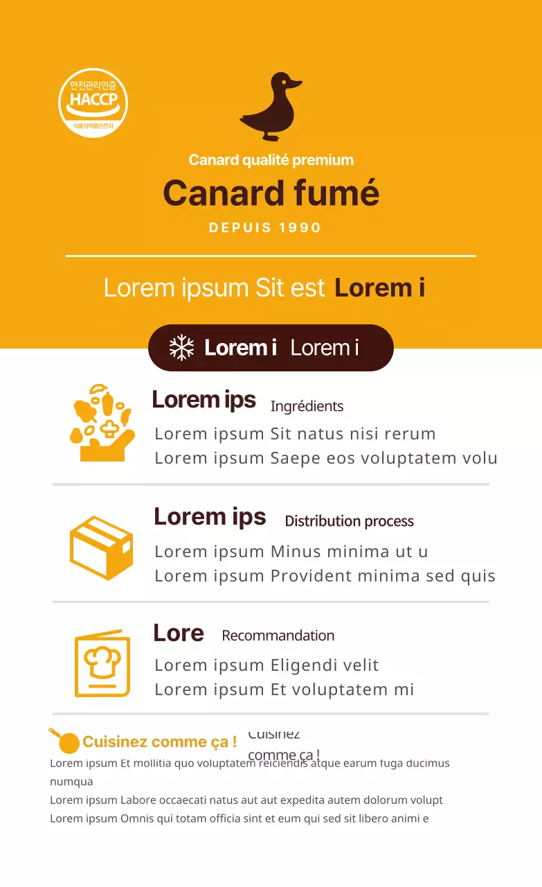 Logo jaune étiquette de description de recette alimentaire