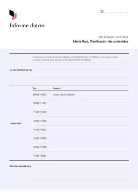 Informes de tareas diarias en blanco y beige