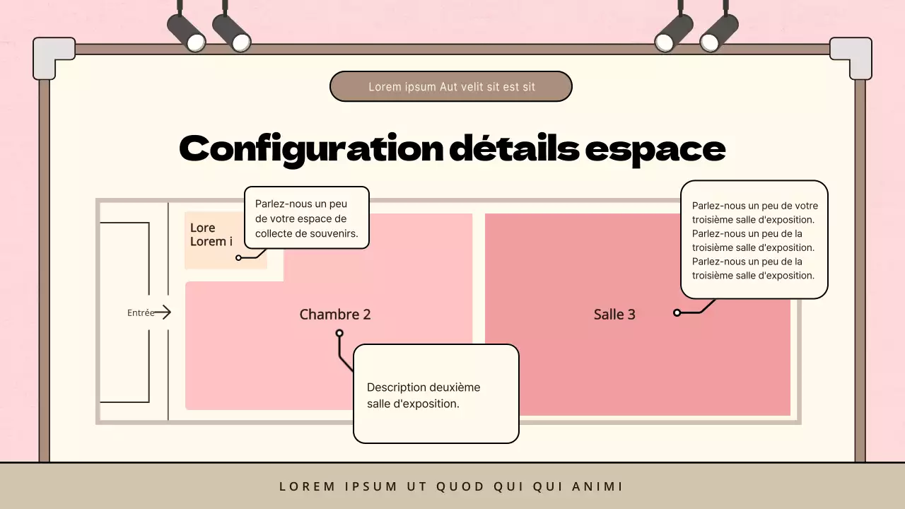 Proposition d'exposition d'art minimaliste pour enfants en rose et marron