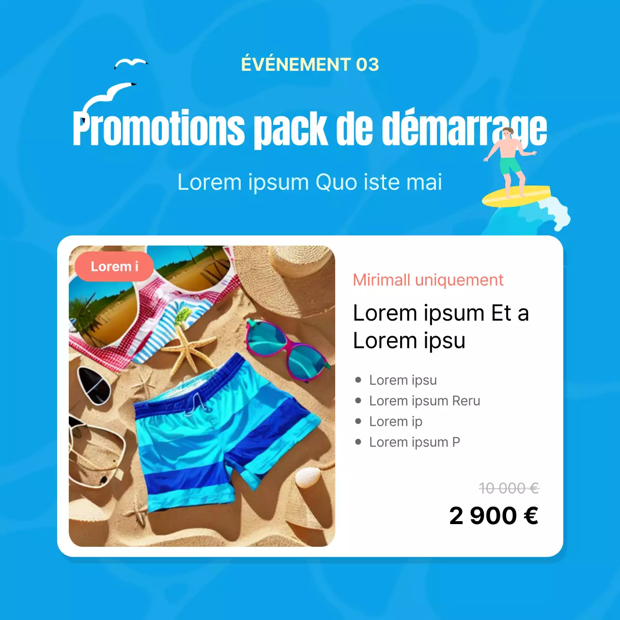 Promouvoir une vente d'été tropicale en bleu et jaune