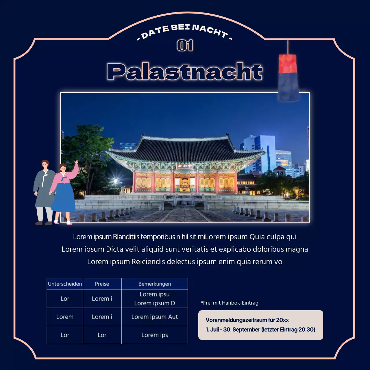 Touristische Attraktionen öffnen nachts mit einem Konzept, das im Dunkeln leuchtet Reiseinformationen