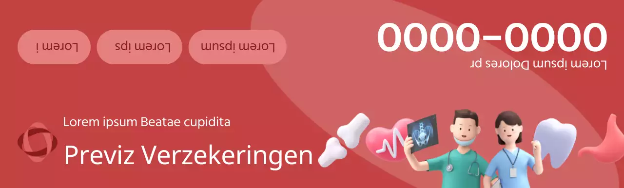 Een promotiestuk voor een verzekeringsmaatschappij met donkere 3D-illustraties en gezondheidspictogrammen.