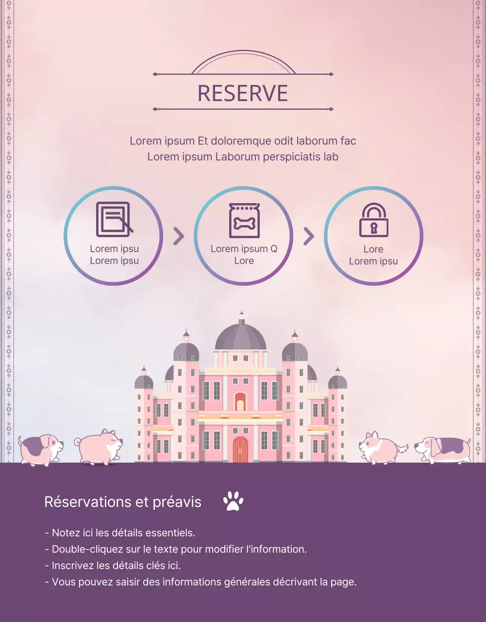 Faites la promotion de votre hôtel pour animaux en violet et en rose