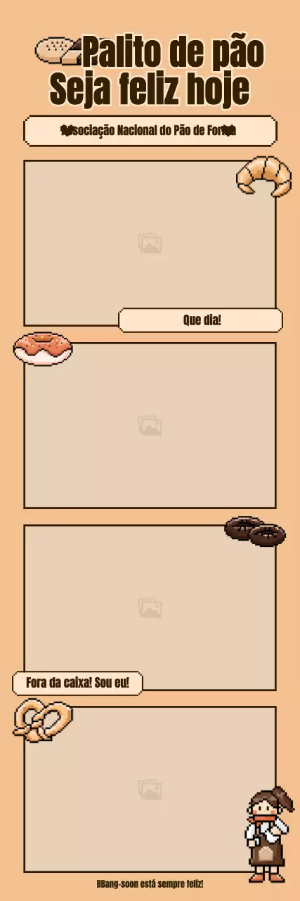 Moldura fotográfica de quatro cortes Pixel Bread Concept em castanho