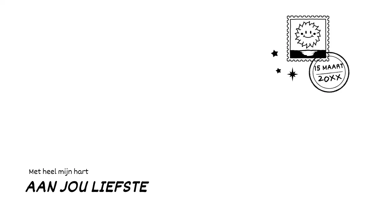 Voor brieven met een schattige stempelillustratie met een zwart, handgetekend concept