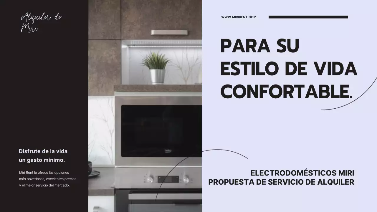 Limpia y moderna propuesta de servicio de alquiler de electrodomésticos con fondo malva
