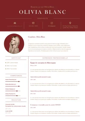 Un CV classique en rouge et or
