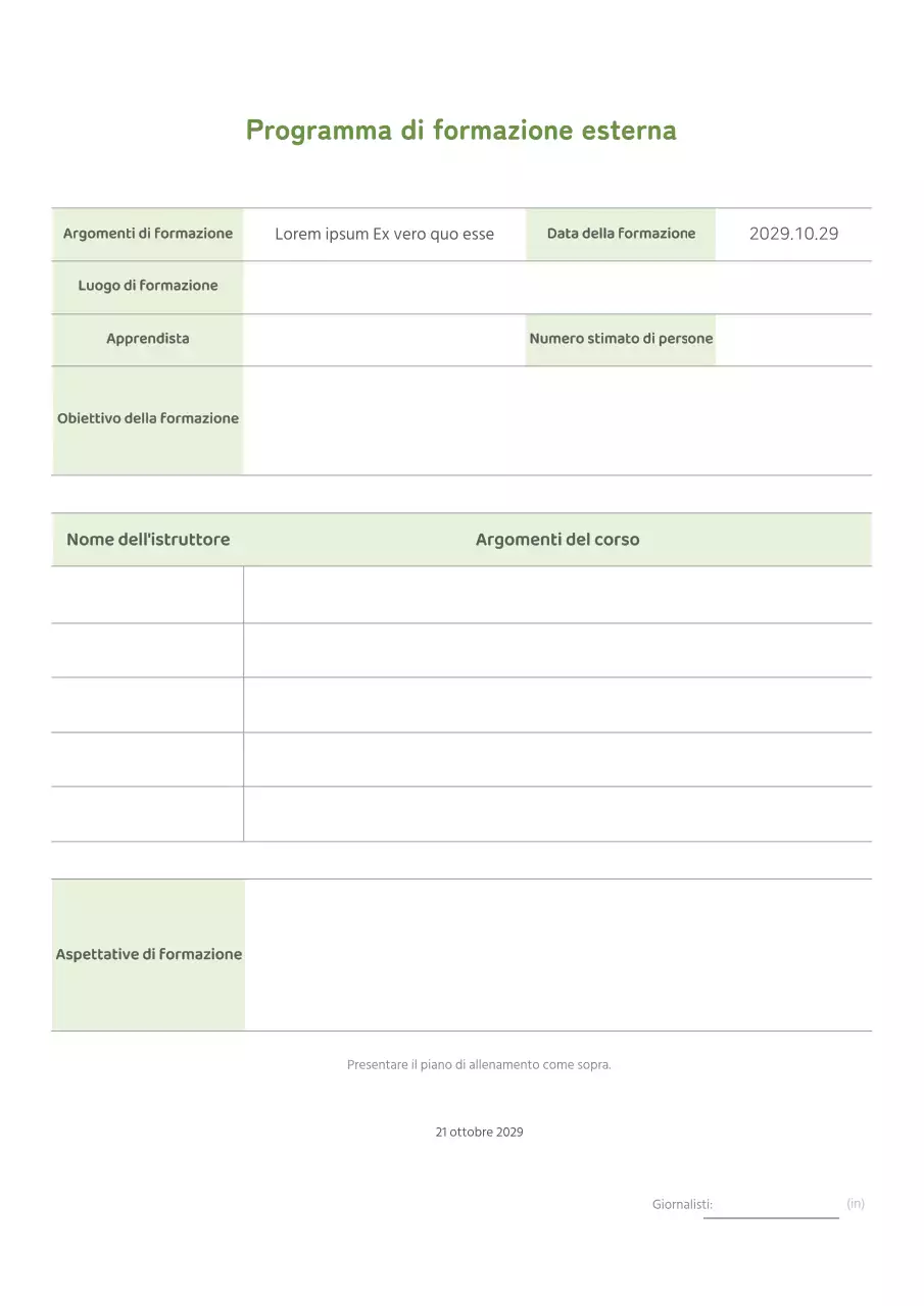 Sillabo di formazione esterna di concetto normale verde lime
