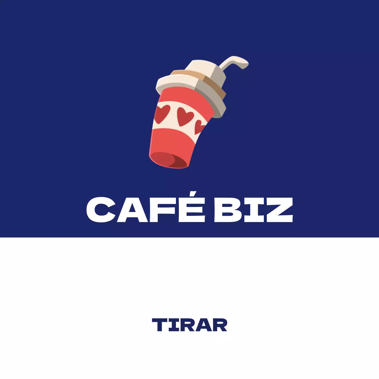 Café com ilustração simples em azul-marinho