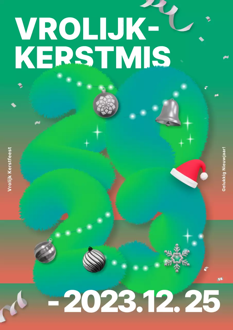 Groen Rood Trendy Kerstmis Poster