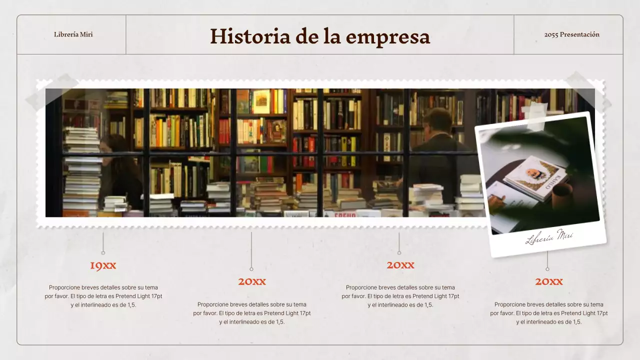 Un perfil de empresa vintage en beige y gris