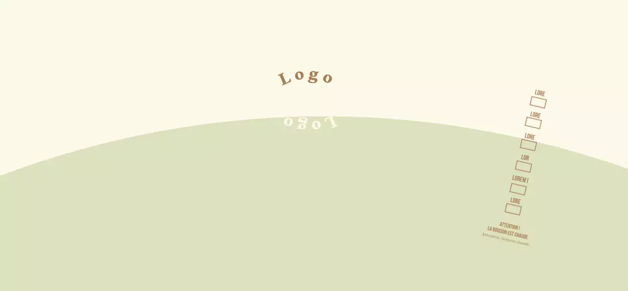 Logotype de concept simple en vert clair et jaune clair pour un café