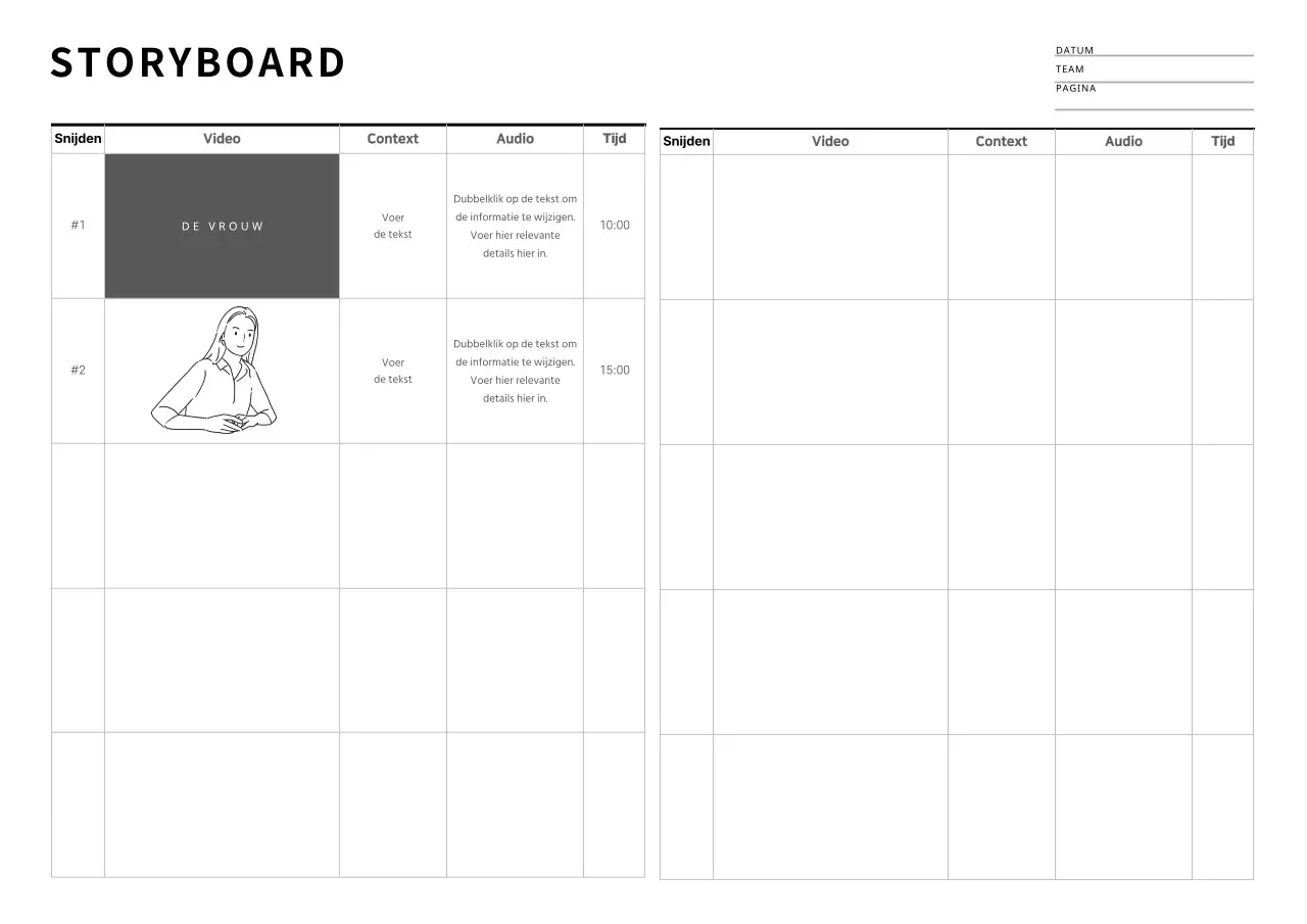 Eenvoudige whiteboard storyboard documentatie