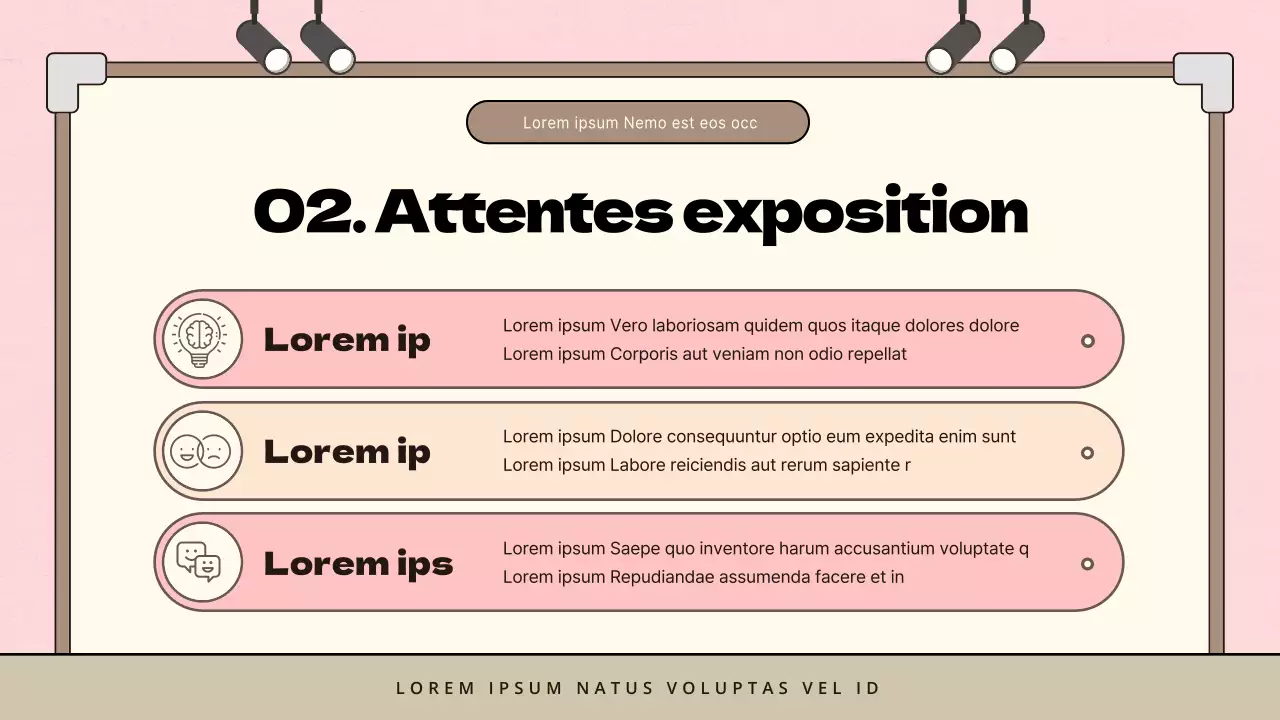 Proposition d'exposition d'art minimaliste pour enfants en rose et marron