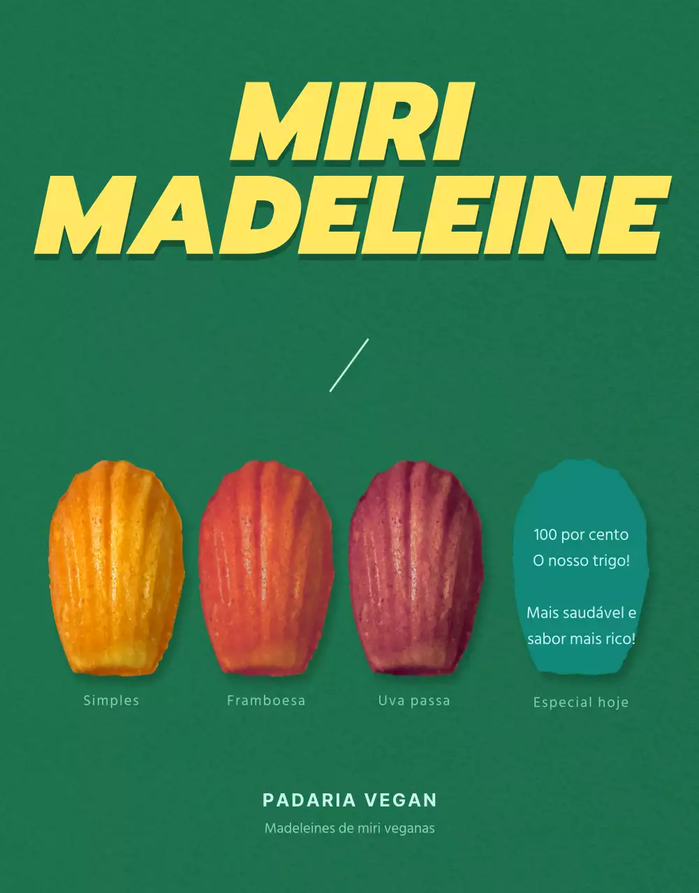 Venda de madalenas pré-fabricadas com um fundo verde