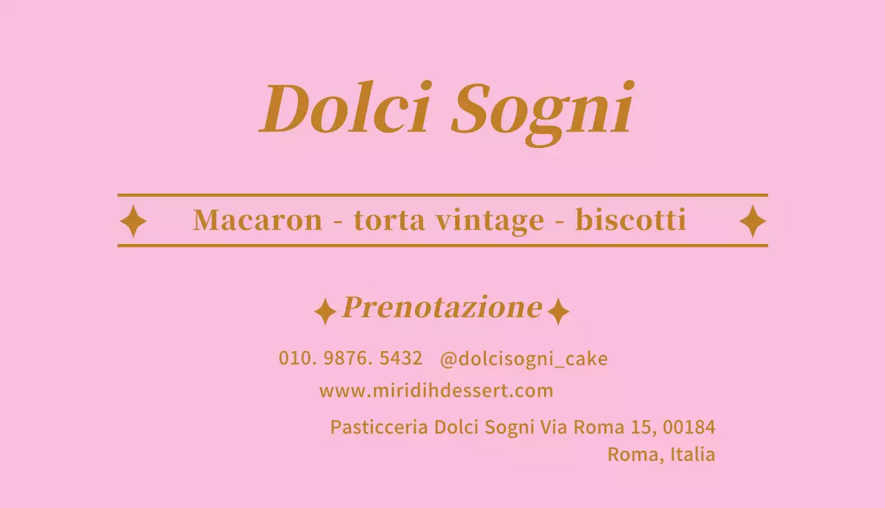 Biglietto da visita per Dessert Cafe