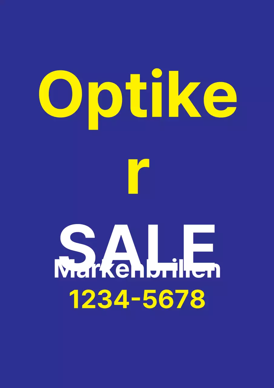 Einfacher blauer und gelber Werbeflyer für den Ausverkauf in einem Einkaufszentrum