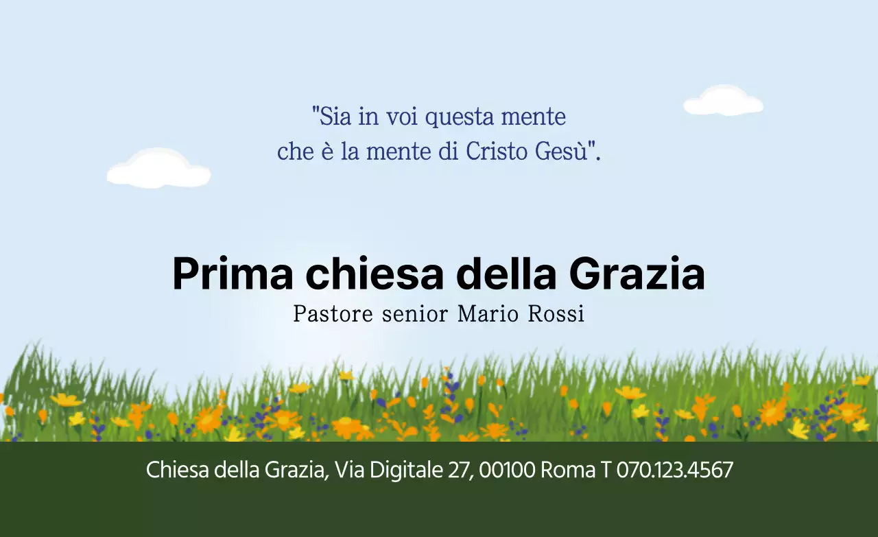 Verde cielo blu fiore giardino illustrazione chiesa