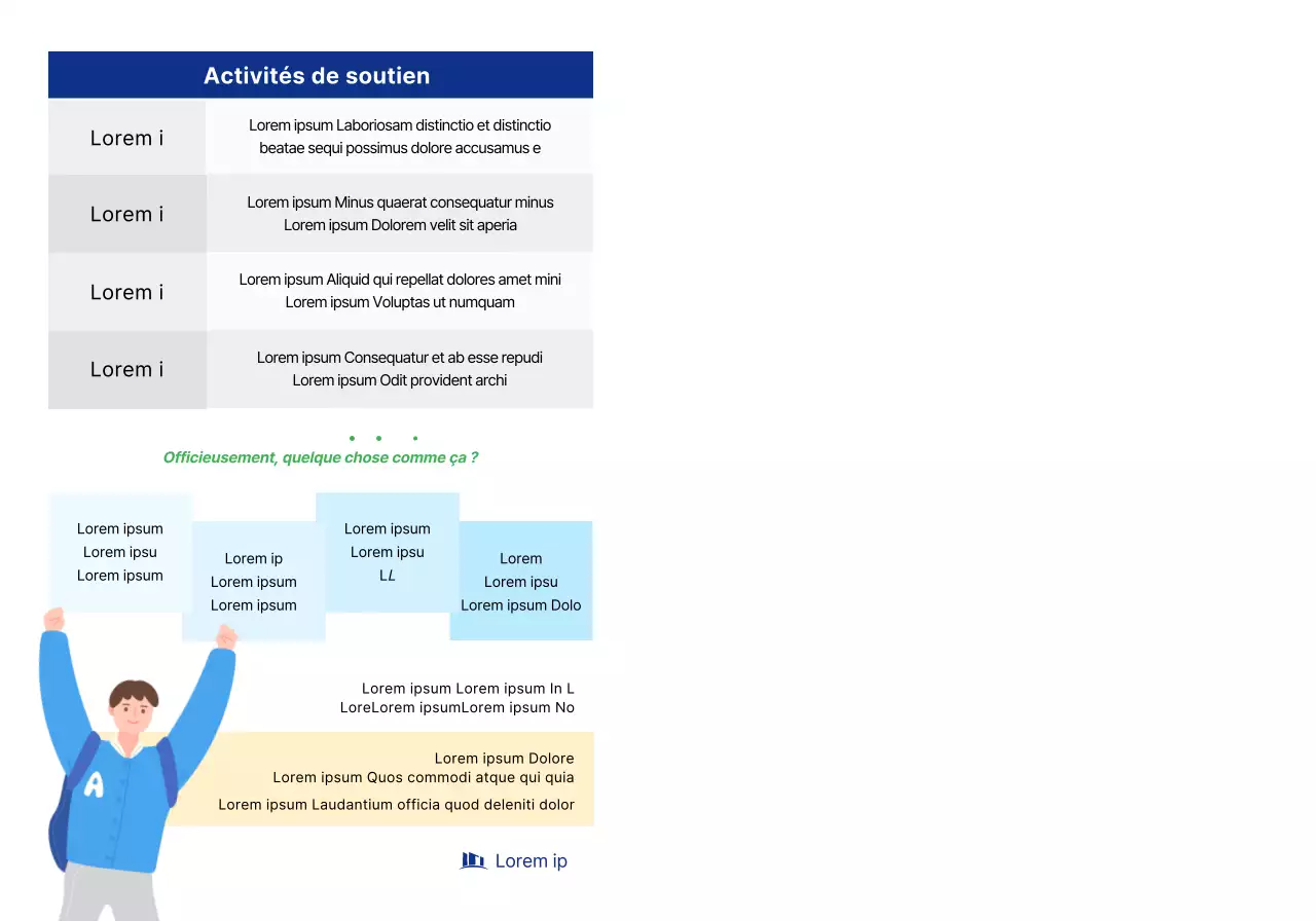 Une promotion simple des supporters d'une université avec un texte et des illustrations bleu marine.