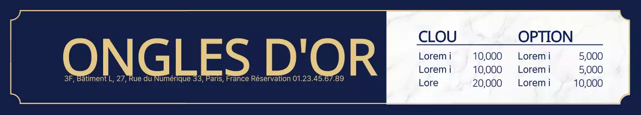 Liste de prix des ongles