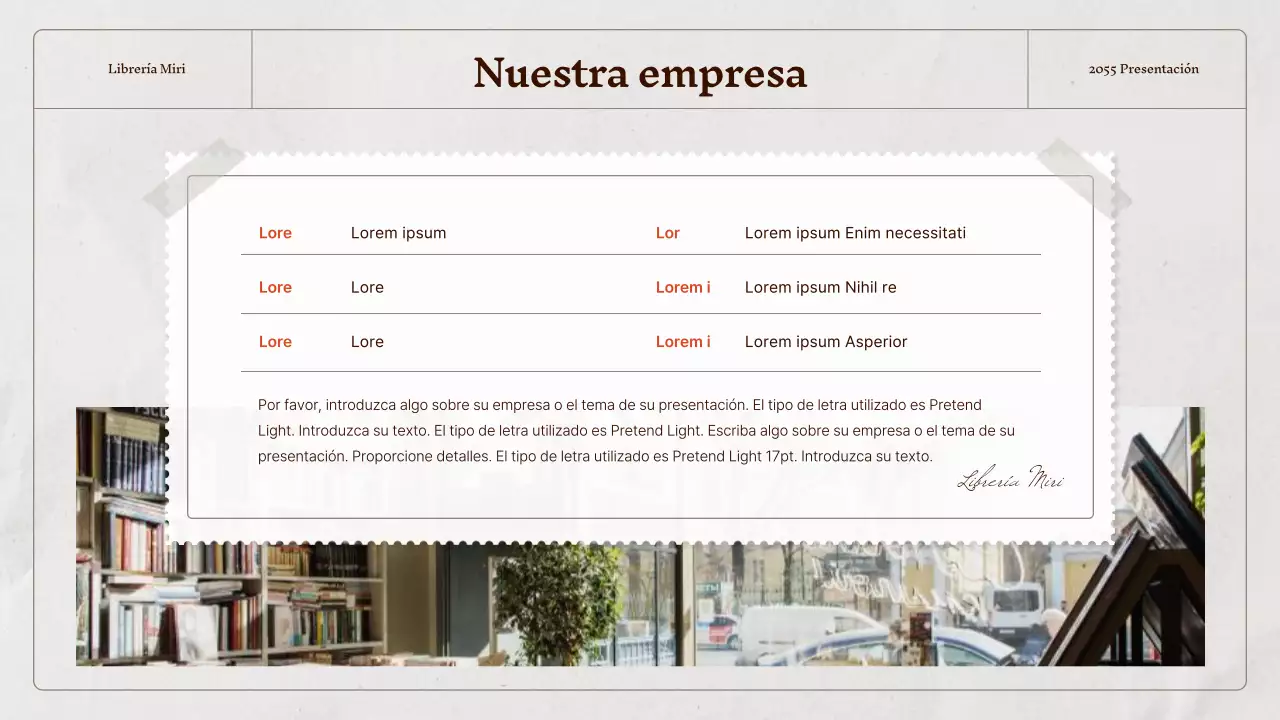 Un perfil de empresa vintage en beige y gris