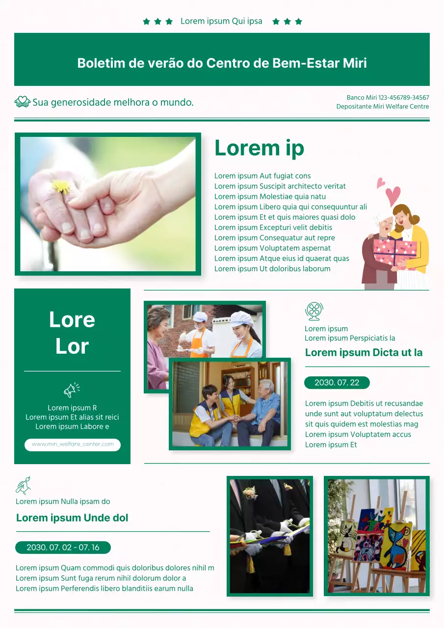 Green simple photography welfare centre boletim informativo de verão