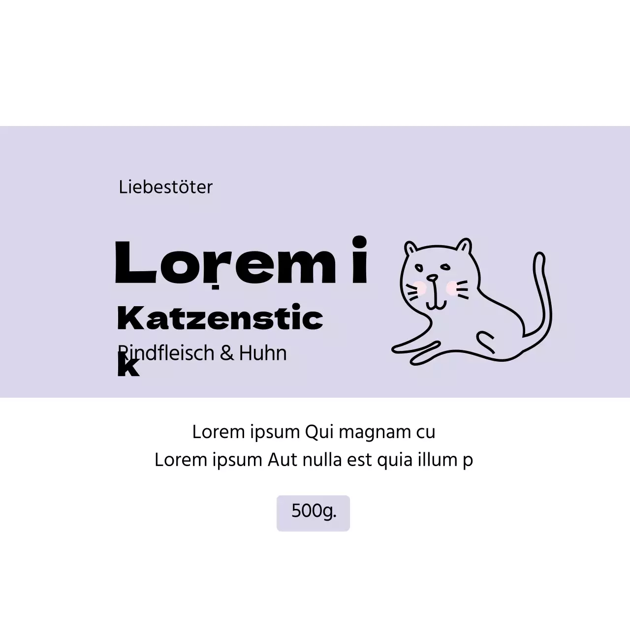 Nettes Etikett für Haustiere mit lila Illustration