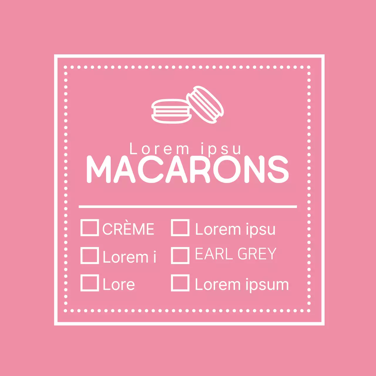 Étiquette de contrôle du menu macaron