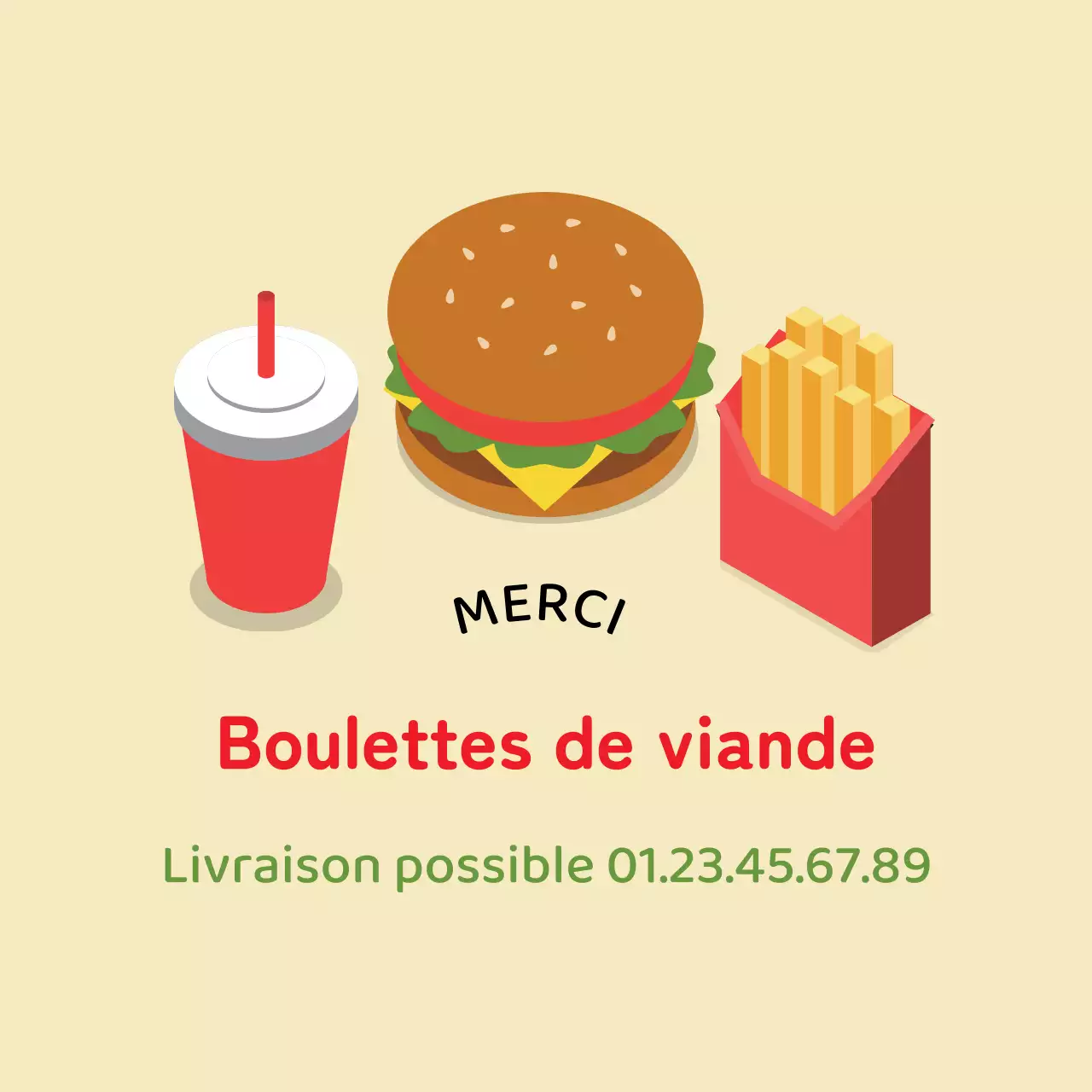 Illustration jaune, restaurant mignon, livraison de hamburgers, étiquette promotionnelle