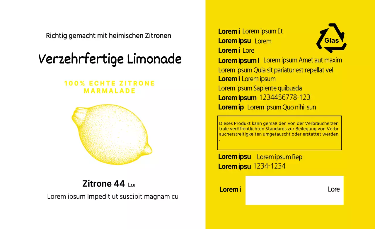 Gelbe Illustration Lebensmittel Zitronensaft Detail Etikett