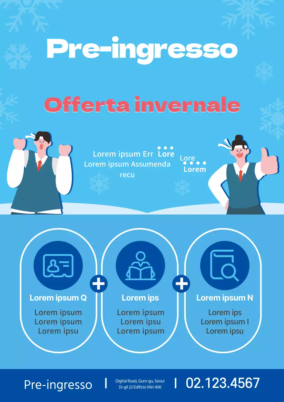 Rosso Blu Inverno Illustrazione Ammissioni Promozione Scuola