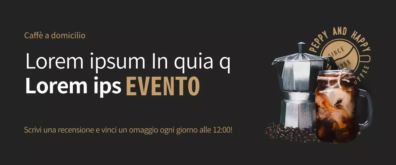 Banner per eventi legati al caffè nero e marrone